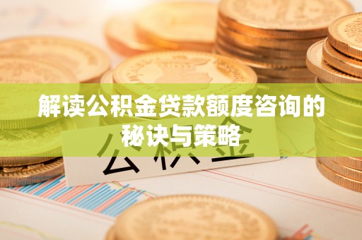 武宁解读公积金贷款额度咨询的秘诀与策略