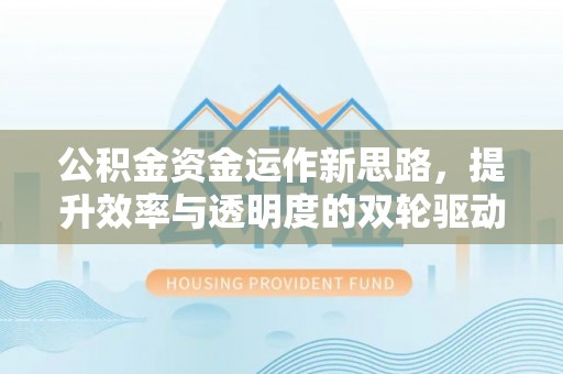 武宁公积金资金运作新思路，提升效率与透明度的双轮驱动